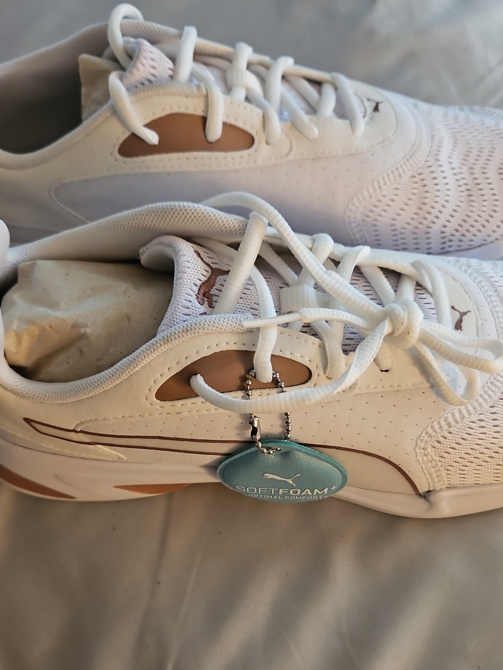 Puma Women's White Sneakers with Rose Gold Accents